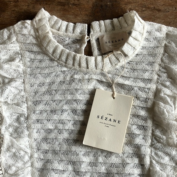 NWT Sezane Emma Blouse Ecru 10 - Picture 2 of 8